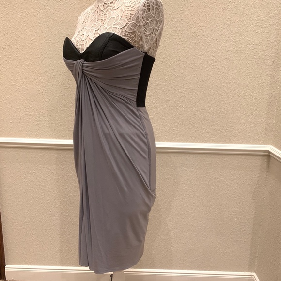 Chris Gramer Leather Accented Mini Dress| Grey/Black Sz. 2 Excellent Condition - Picture 2 of 8